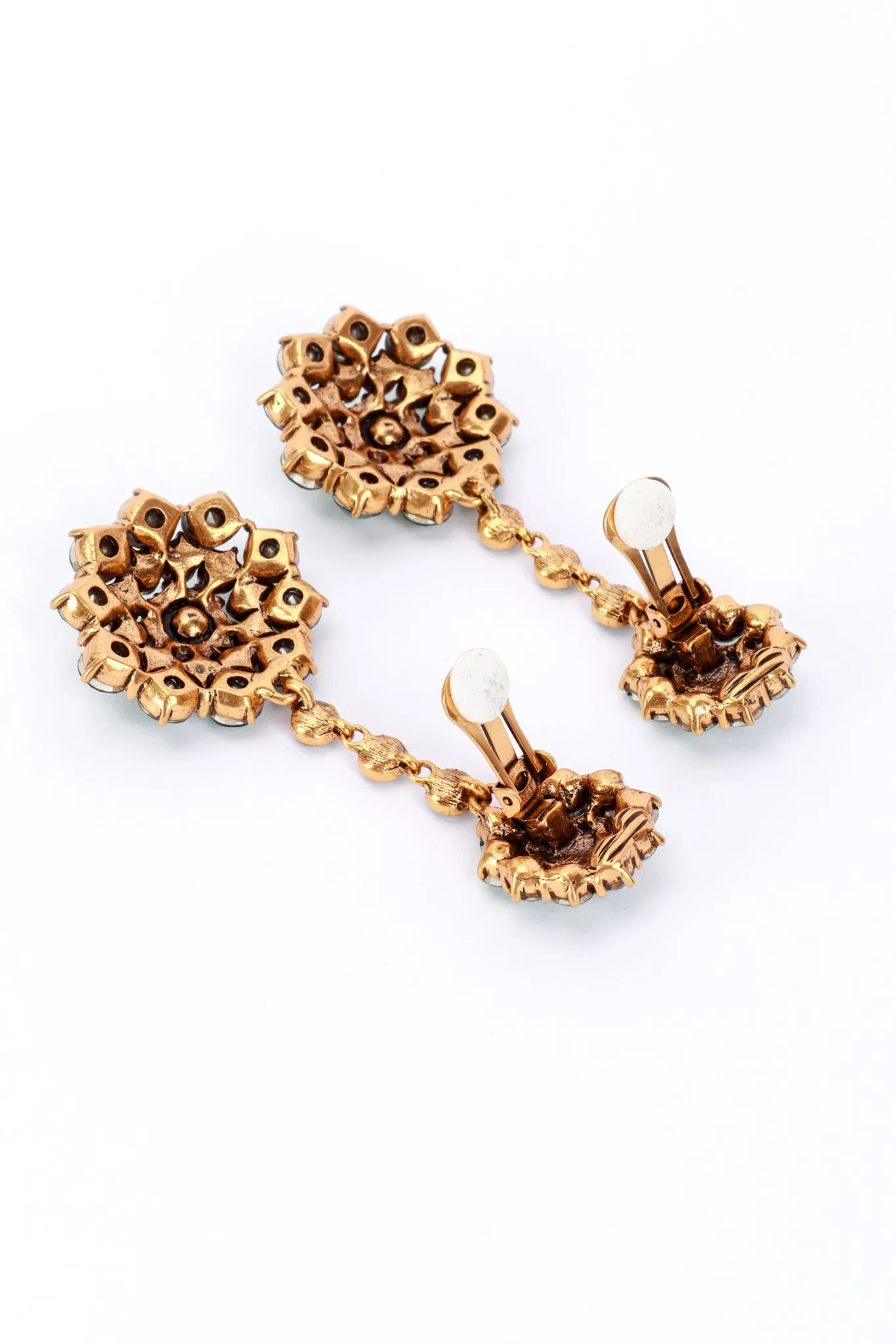 Fern Green Crystal Flower Burst Drop Earrings