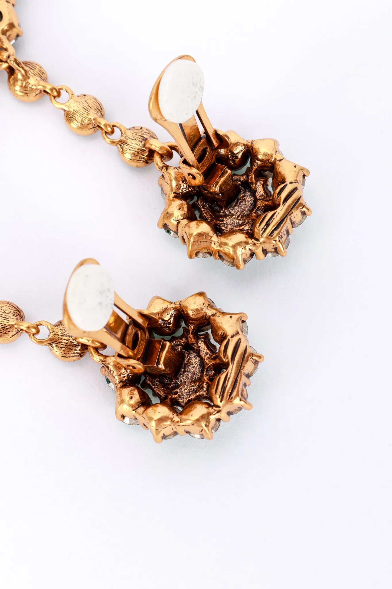 Fern Green Crystal Flower Burst Drop Earrings
