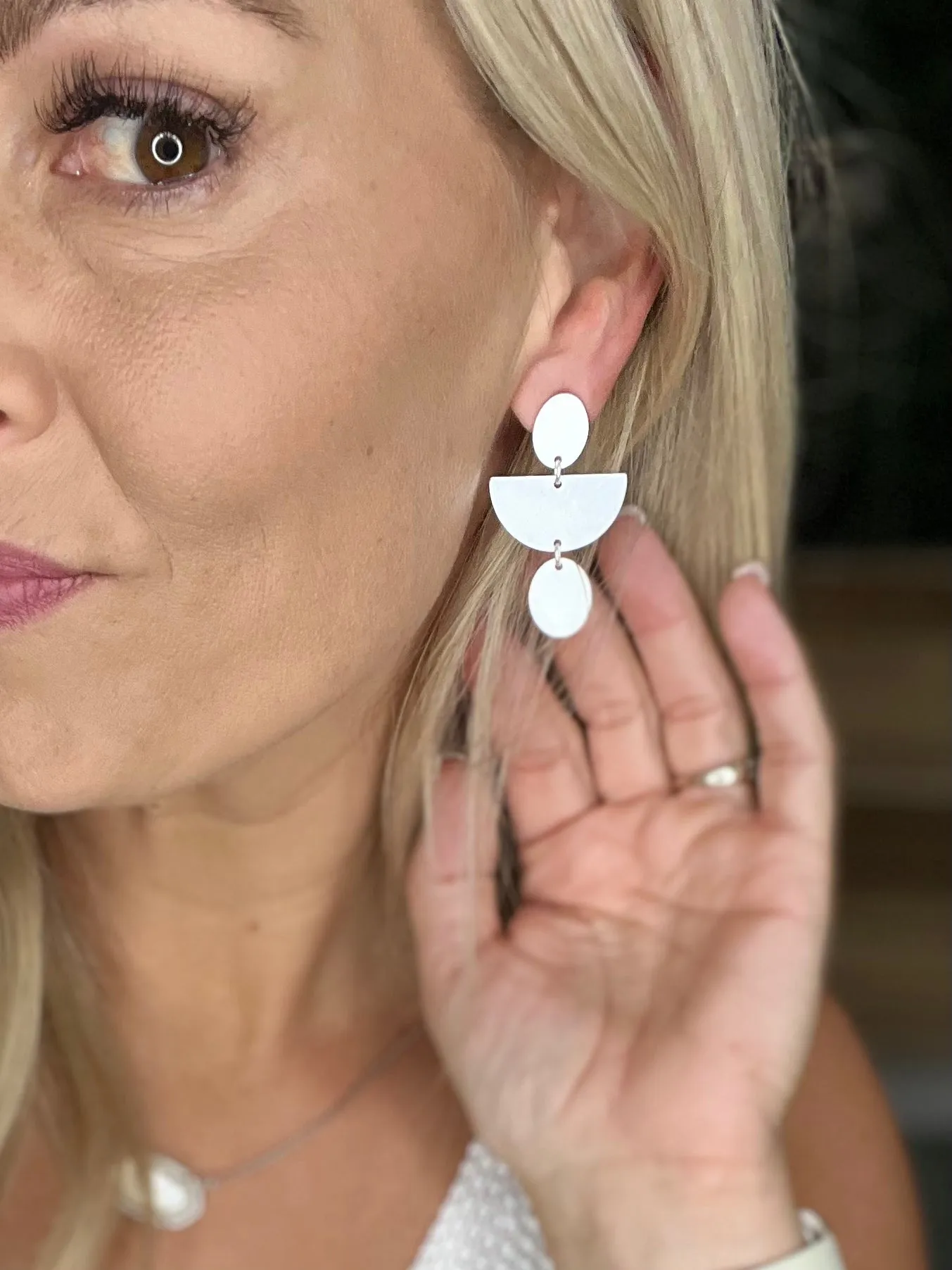 Finn Drop Earrings, Matte Silver