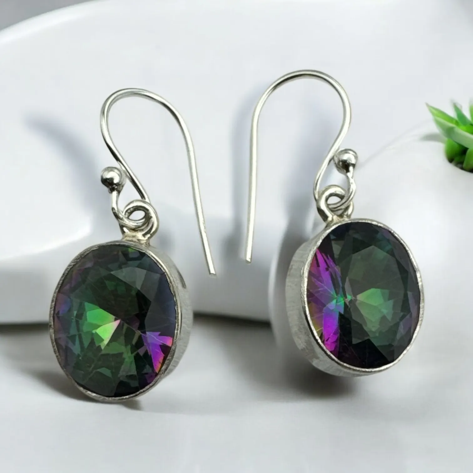 Fire Topaz Solid 925 Sterling Silver Earrings