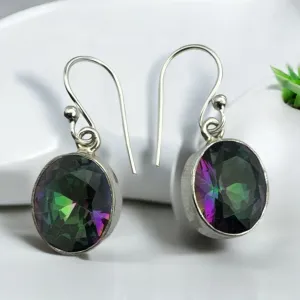 Fire Topaz Solid 925 Sterling Silver Earrings
