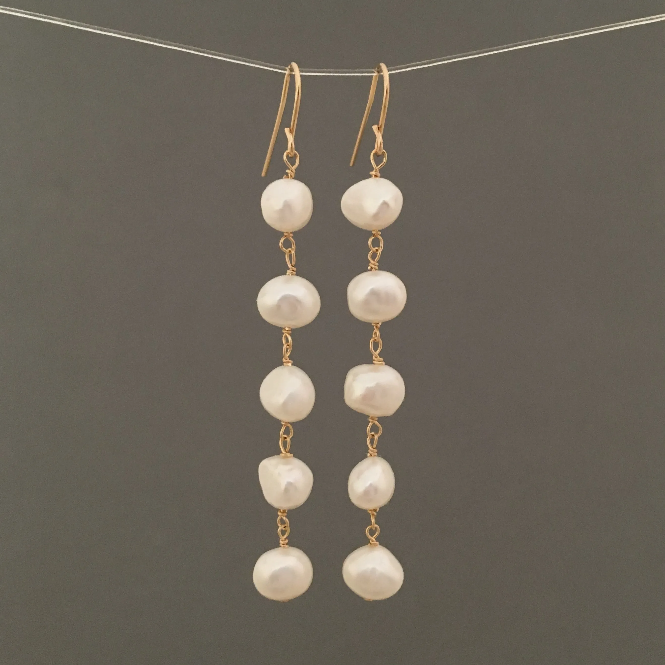 Five Pearl Drop Earrings