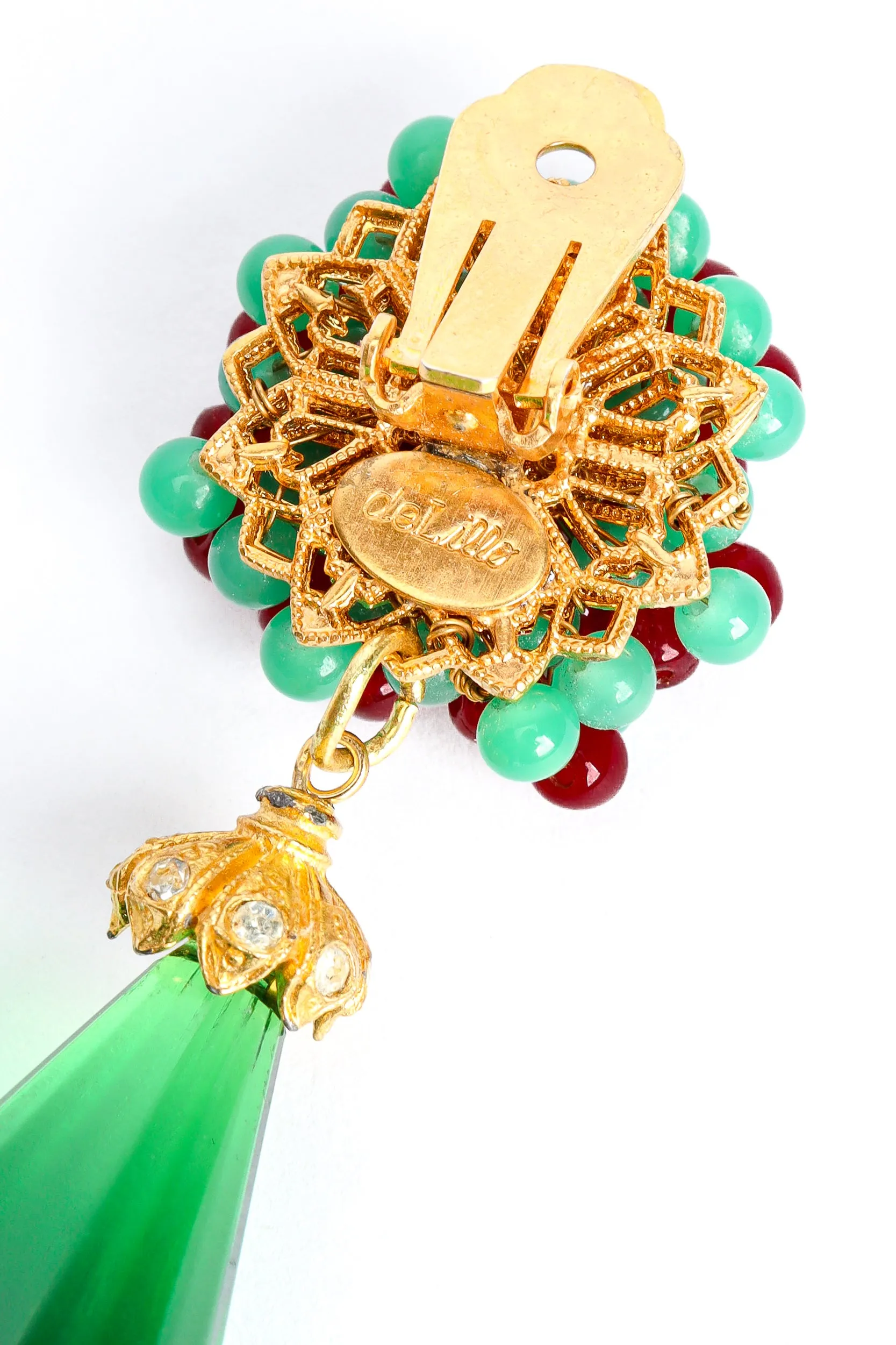 Floral Bead Chunky Emerald Earrings