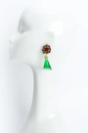 Floral Bead Chunky Emerald Earrings