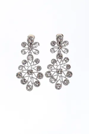 Floral Crystal Drop Earrings