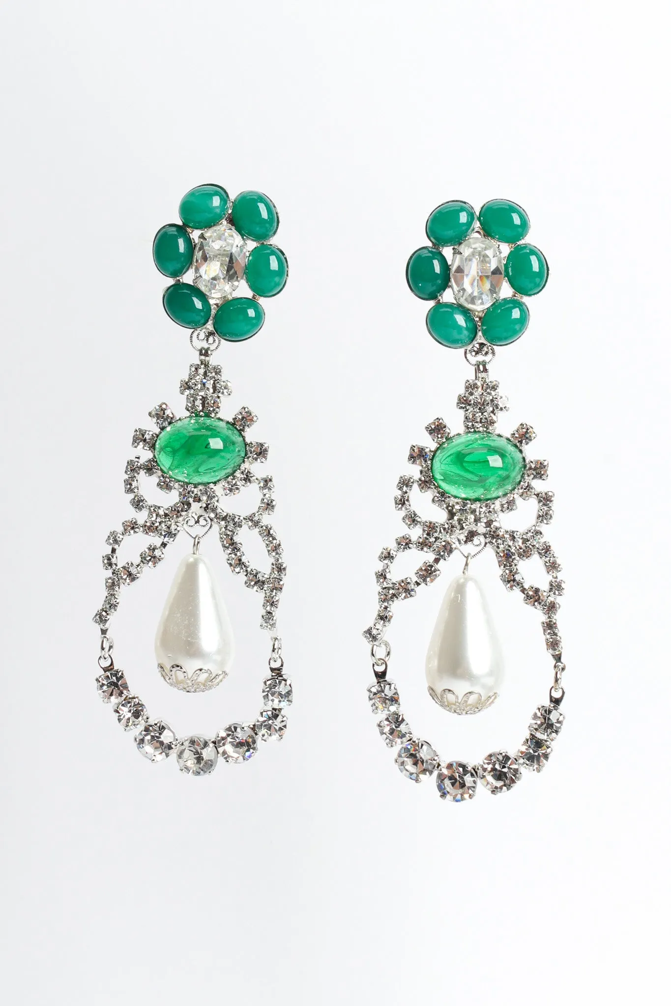 Floral Crystal Pearl Earrings