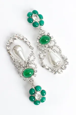 Floral Crystal Pearl Earrings