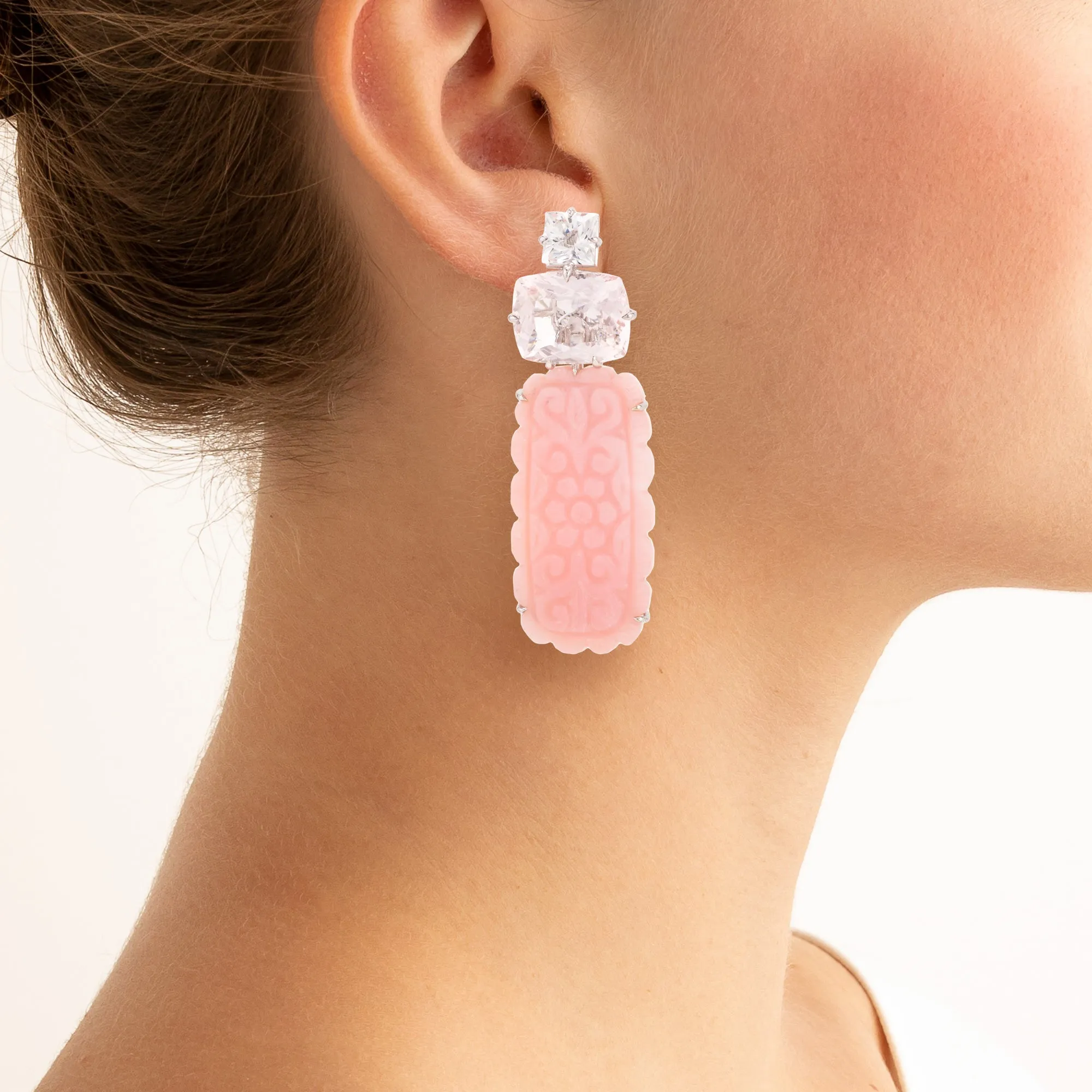 Floral iii opal morganite earrings