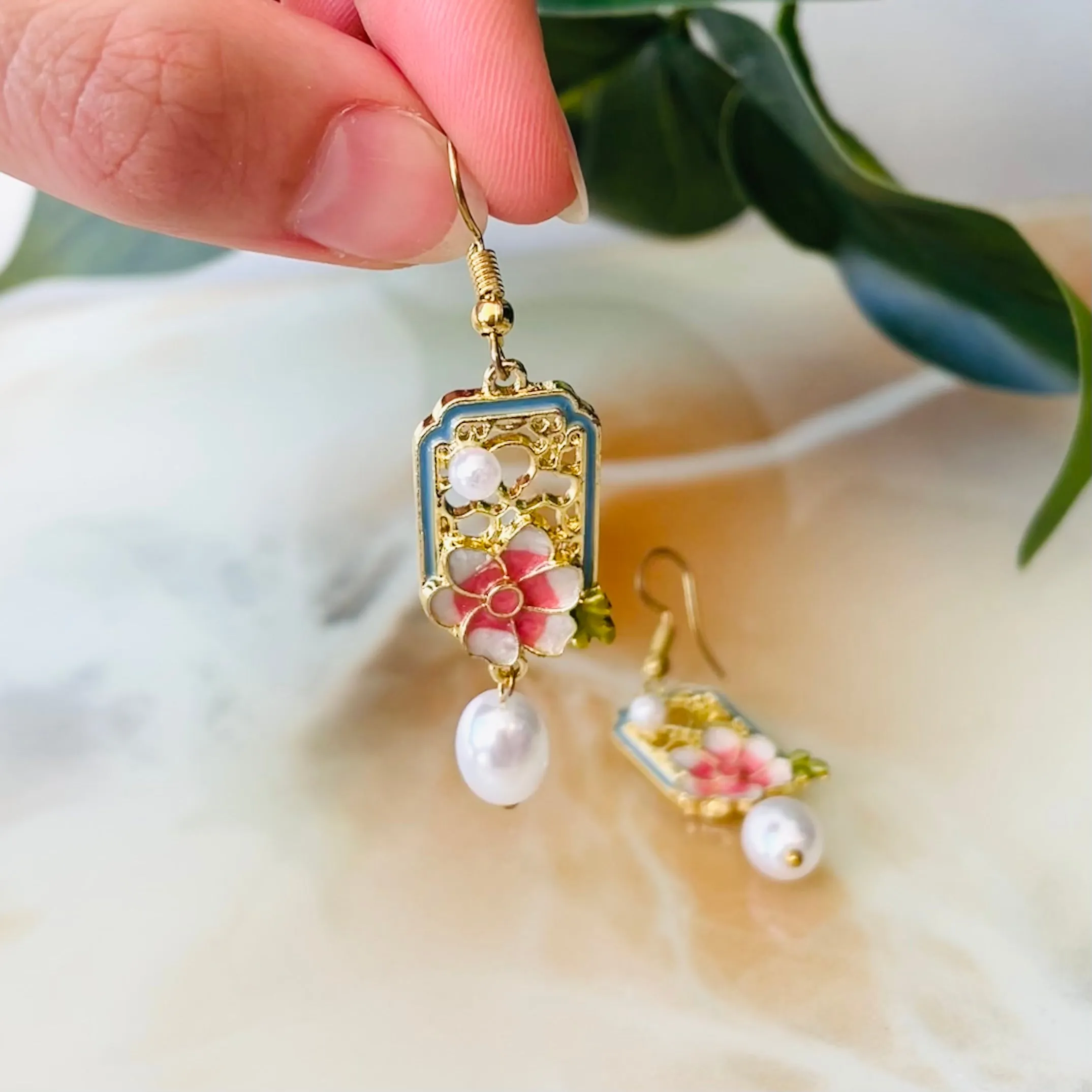 Floral Pearl Drop Earrings