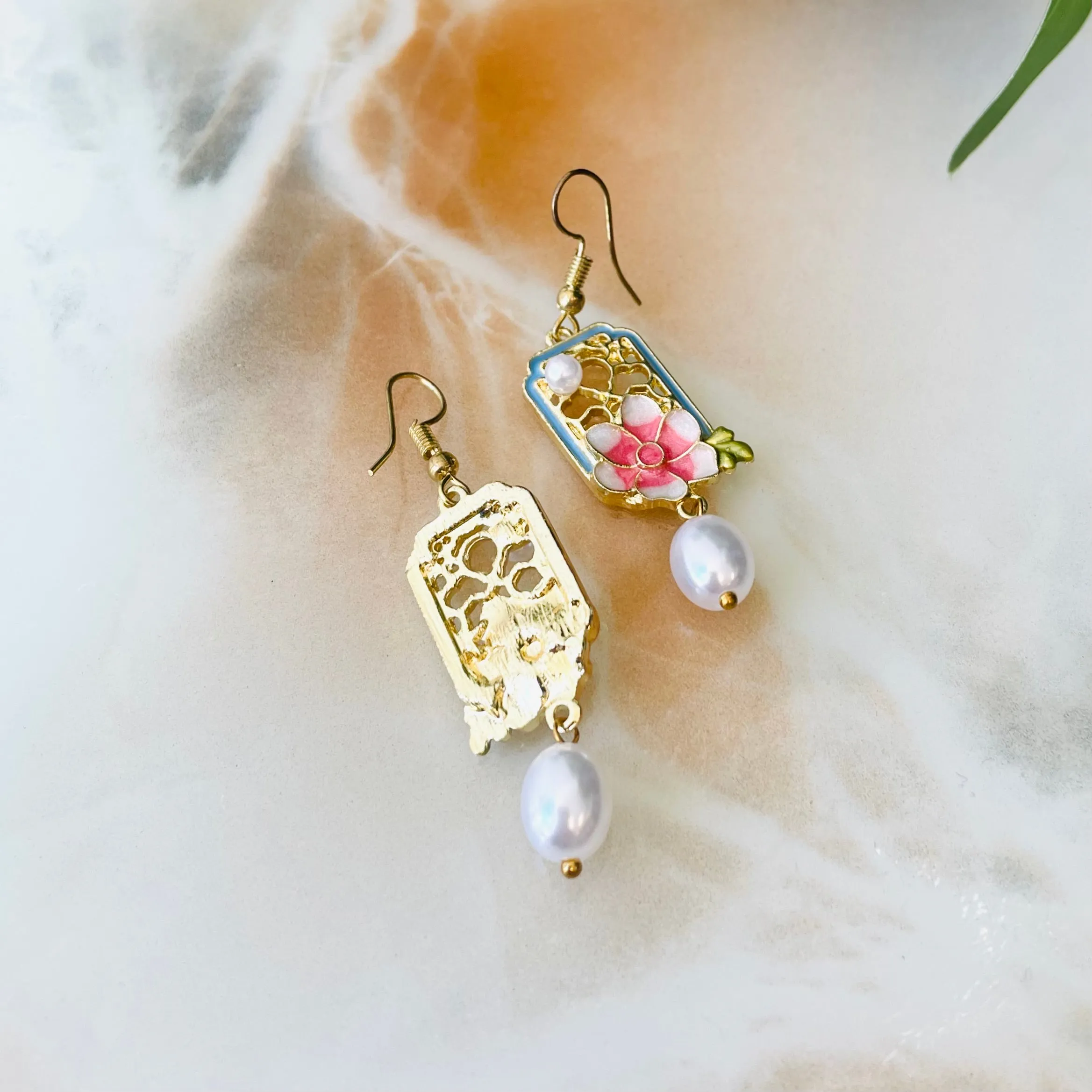 Floral Pearl Drop Earrings