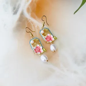 Floral Pearl Drop Earrings