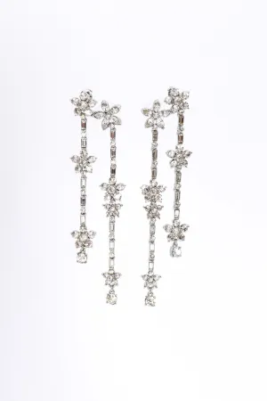 Floral Rhinestone Earlobe Drop Earrings
