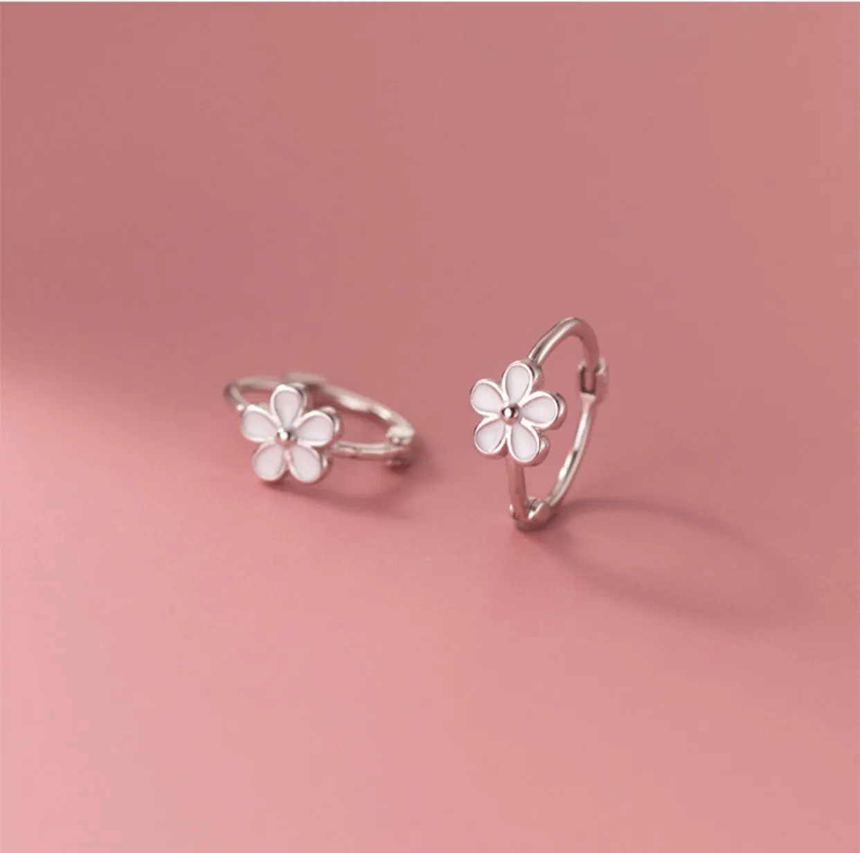 Flower Small Hoop Huggie Earrings-SH028