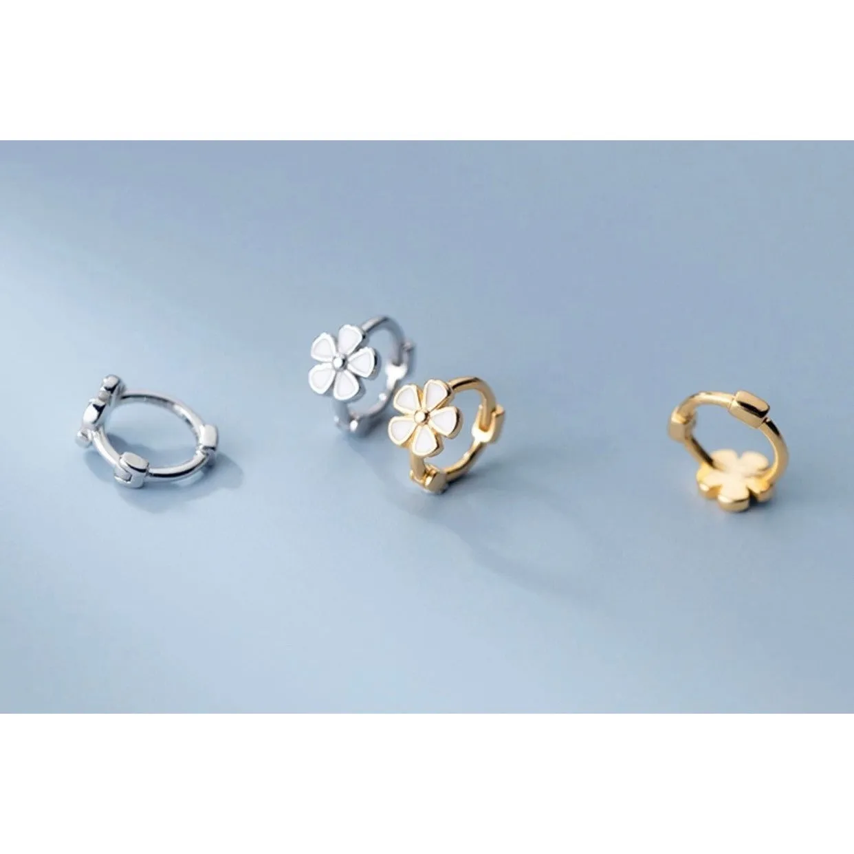 Flower Small Hoop Huggie Earrings-SH028
