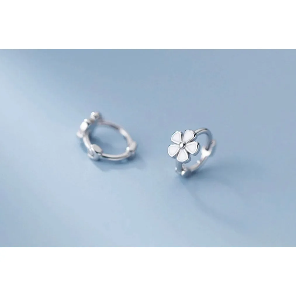 Flower Small Hoop Huggie Earrings-SH028