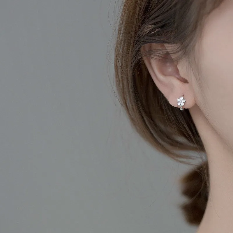 Flower Small Hoop Huggie Earrings-SH028