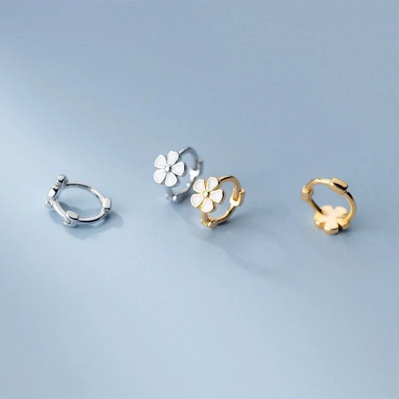 Flower Small Hoop Huggie Earrings-SH028
