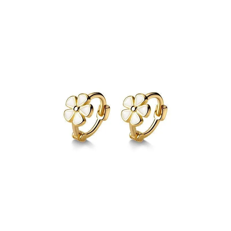Flower Small Hoop Huggie Earrings-SH028