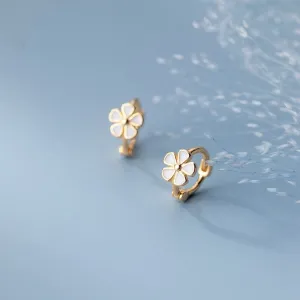 Flower Small Hoop Huggie Earrings-SH028