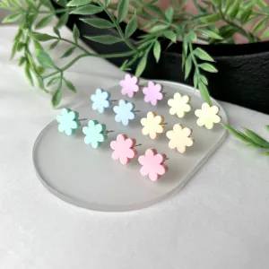 Flower Stud Earrings Pastel Colors