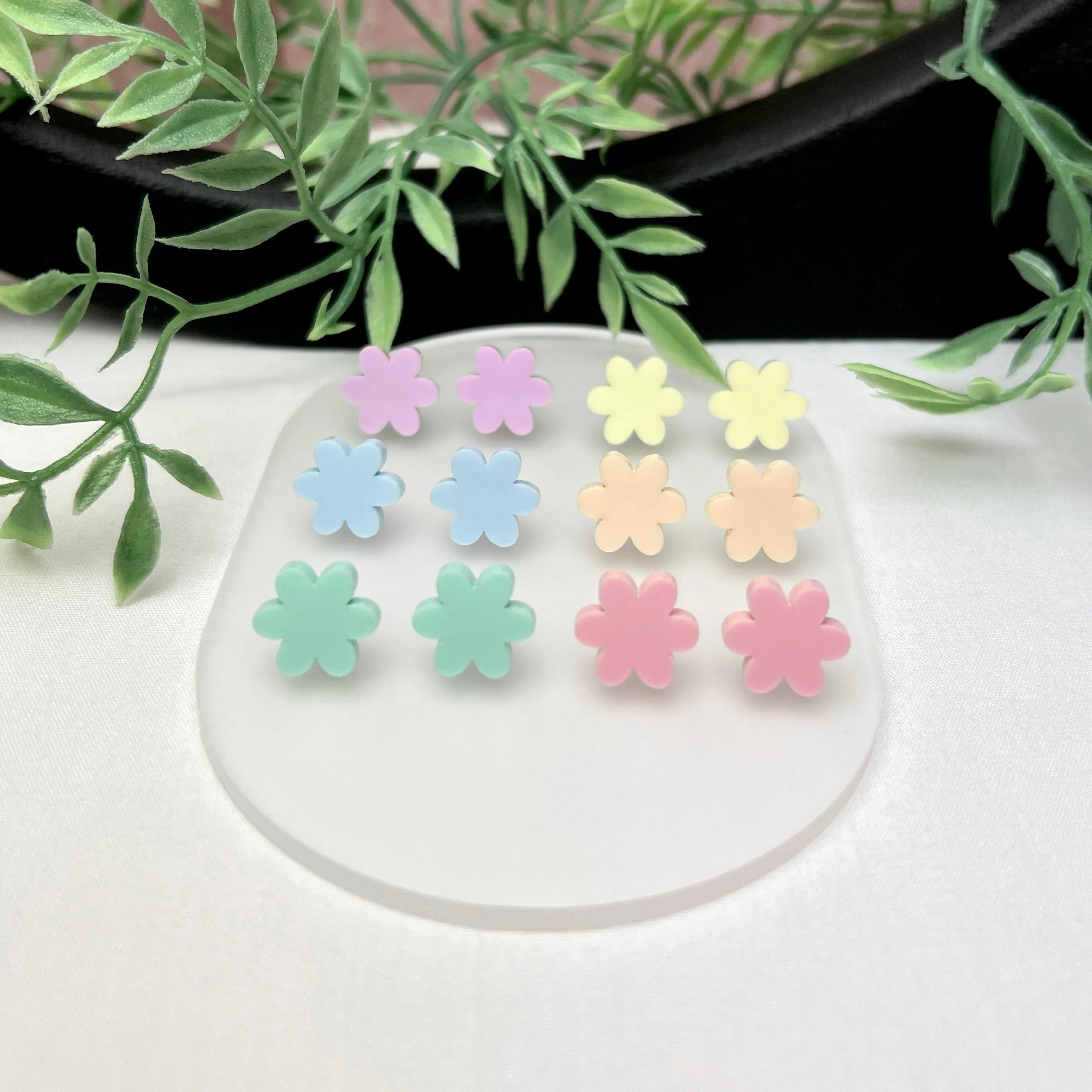 Flower Stud Earrings Pastel Colors
