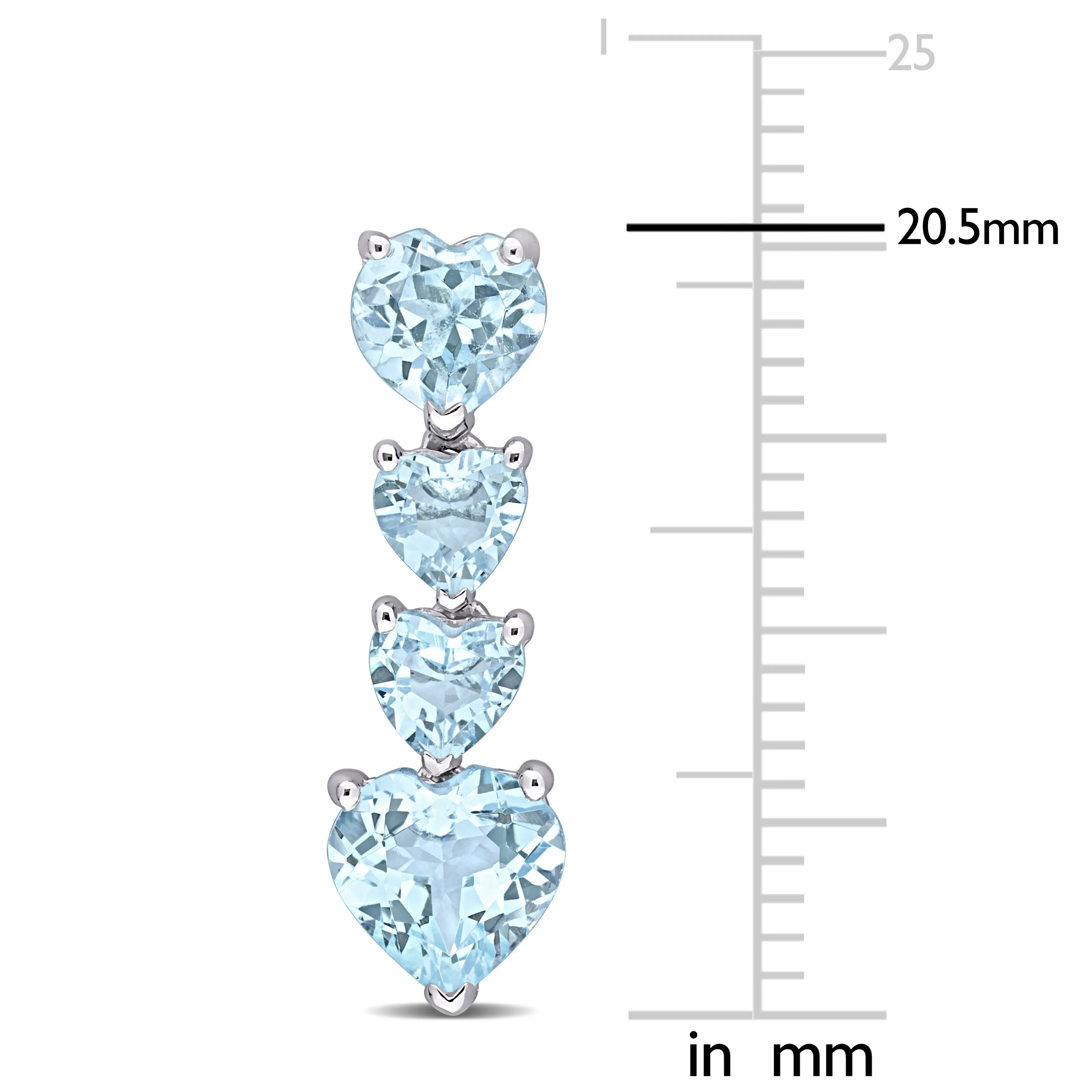 Four Layer Heart Shaped 10K White Gold Moissanite Earrings Sky Topaz