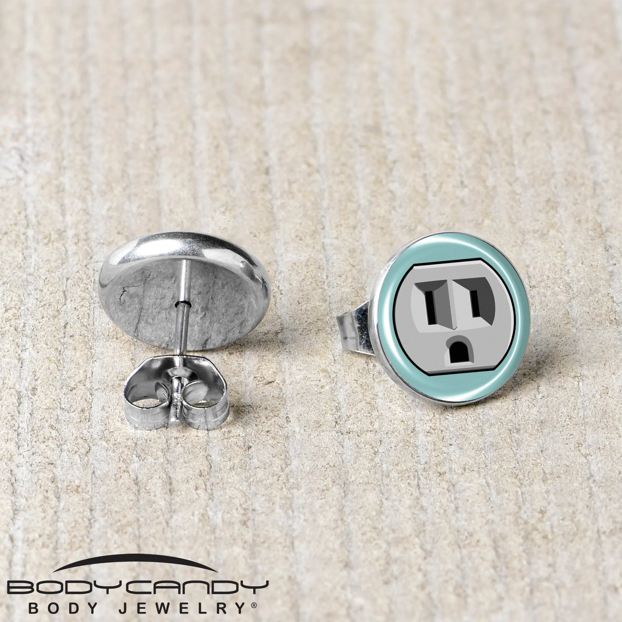 Frowning Plug Outlet Stud Earrings