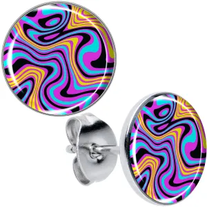 Funky Swirls Stud Earrings