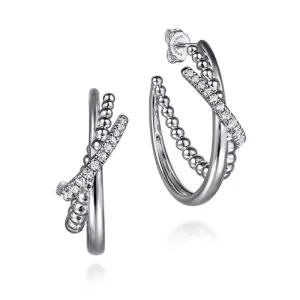 Gabriel & Co Bujukan and White Sapphire J Hoop Earrings in Sterling Silver