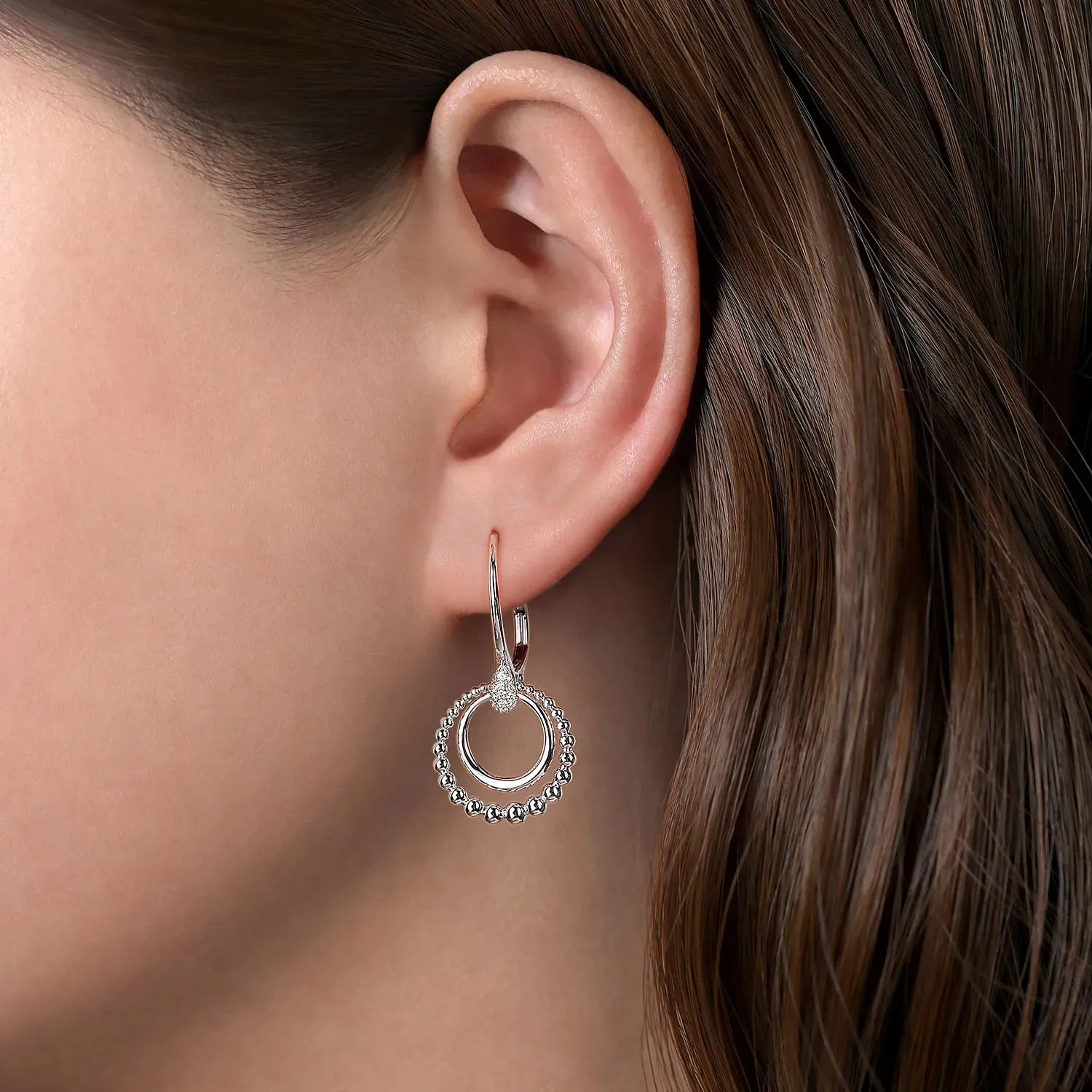 Gabriel & Co. Fashion 925 Sterling Silver Bujukan White Sapphire Drop Earrings