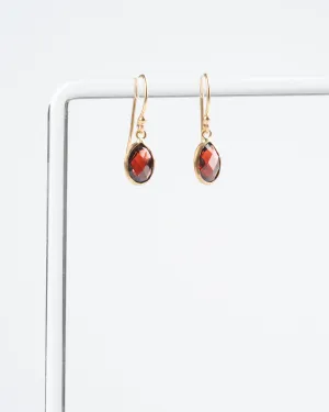 garnet drop earrings - red