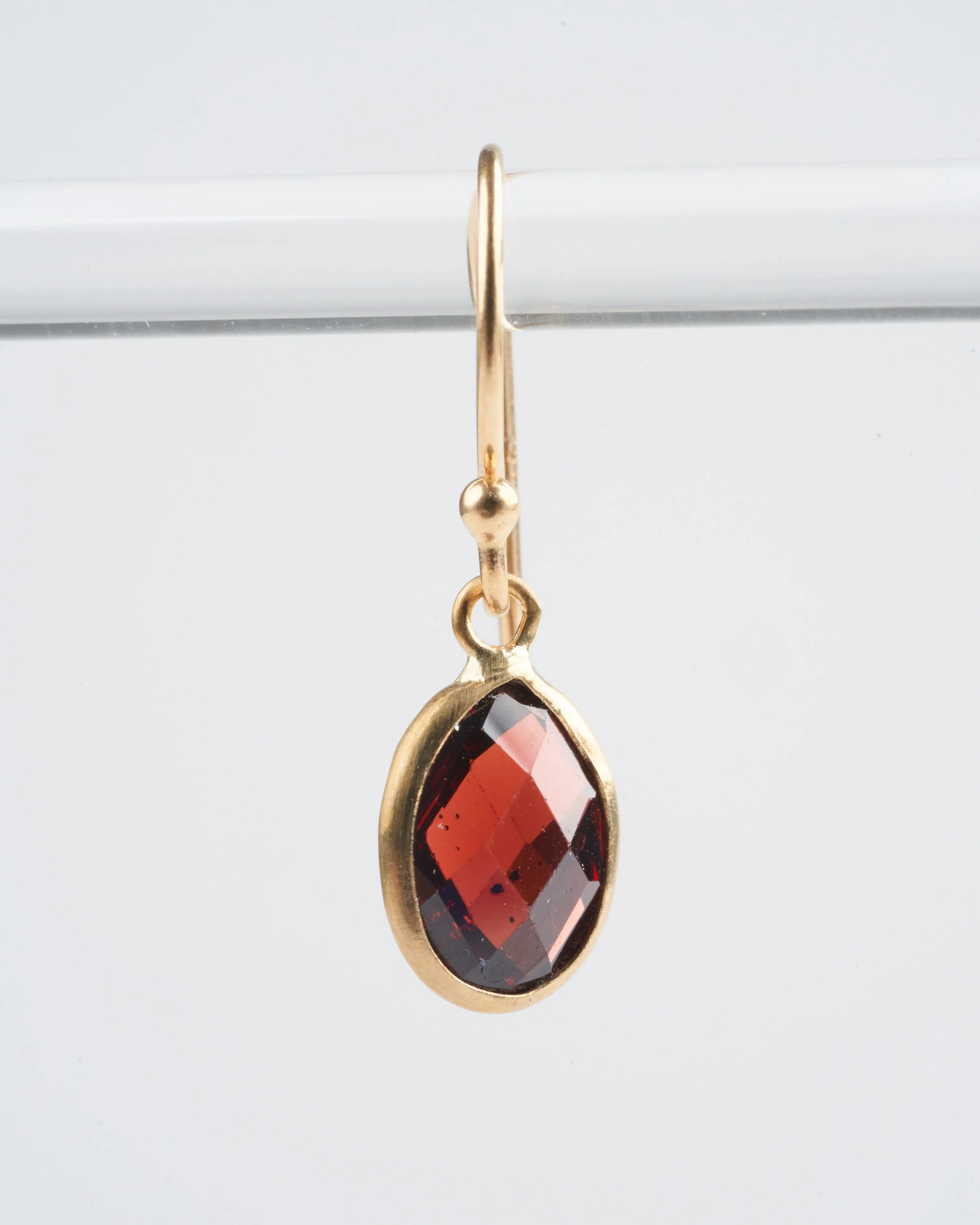garnet drop earrings - red