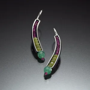 Gemstone Curve Earrings (green)