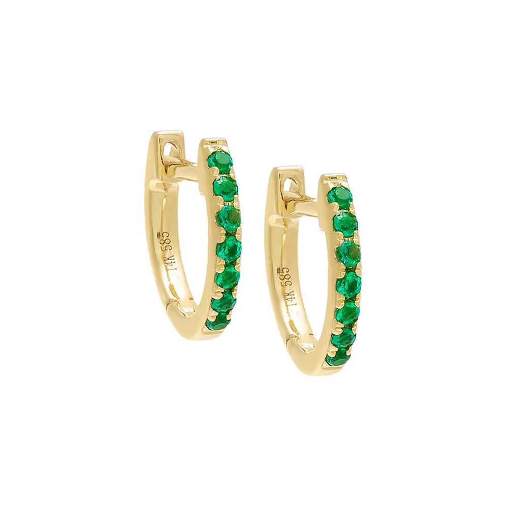 Gemstone Pavé Huggie Earring 14K