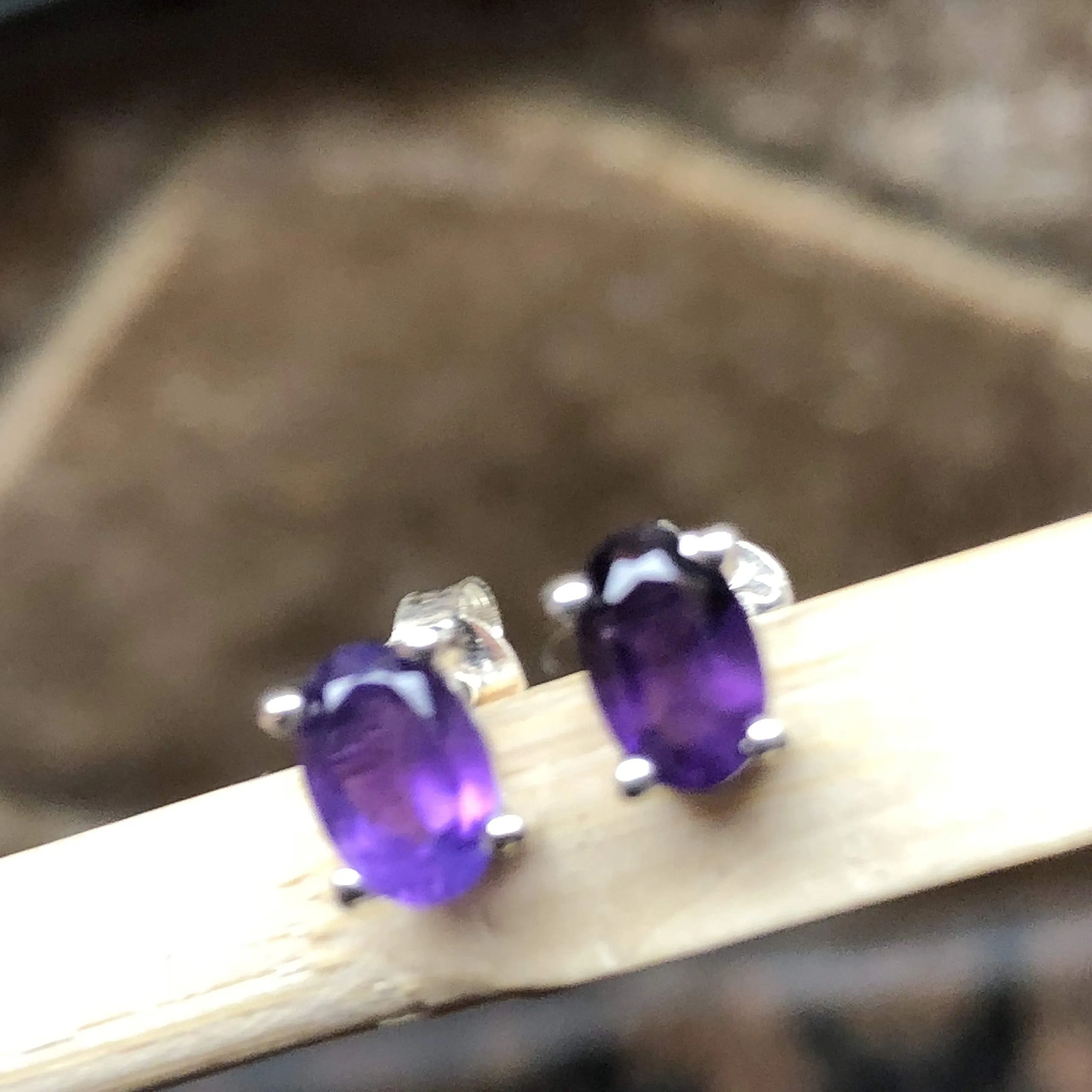 Genuine 1ct Purple Amethyst 925 Solid Sterling Silver Earrings 6mm