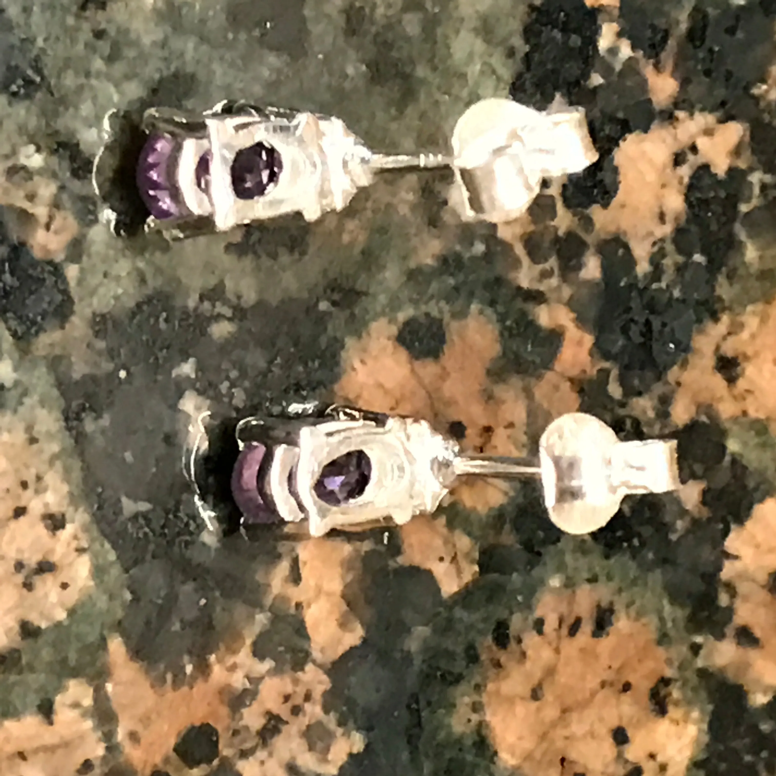 Genuine 2ct Amethyst 925 Solid Sterling Silver Earrings 9mm