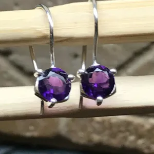 Genuine 2ct Purple Amethyst 925 Solid Sterling Silver Earrings 15mm