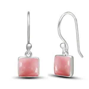 Genuine Australian Pink Opal 925 Solid Sterling Silver Earrings 20mm