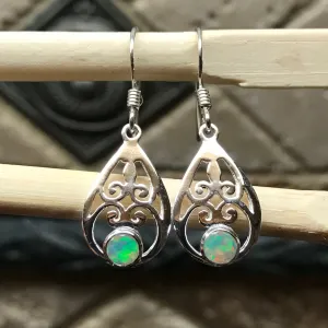 Genuine Ethiopian Opal 925 Solid Sterling Silver Earrings 30mm