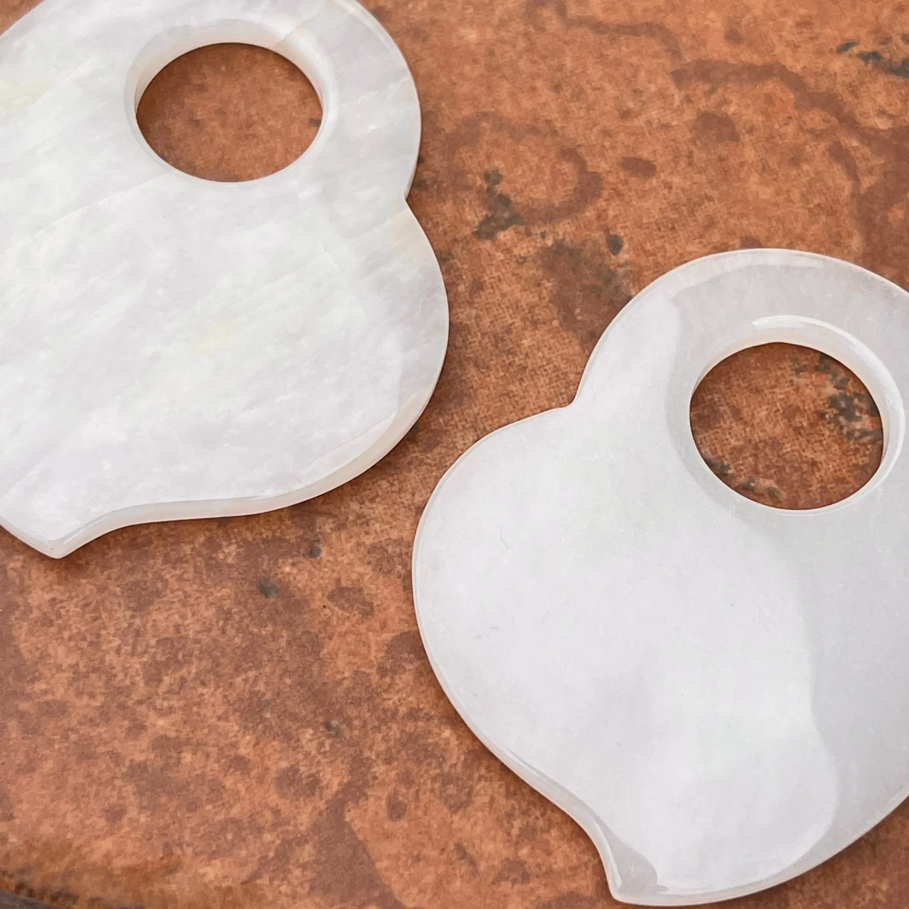 Genuine White Jade Abstract Disc Gemstone Earring Charms