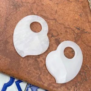Genuine White Jade Abstract Disc Gemstone Earring Charms