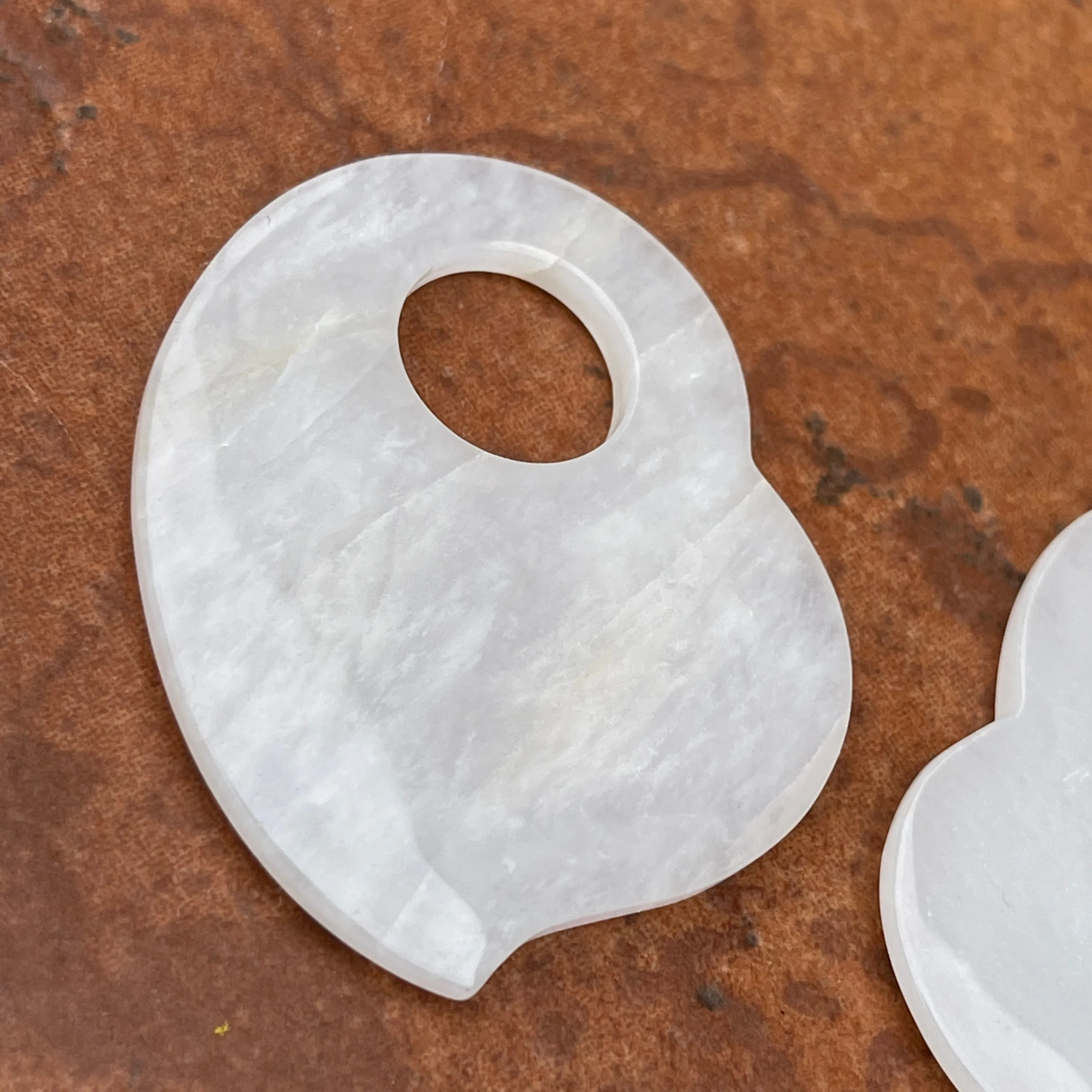 Genuine White Jade Abstract Disc Gemstone Earring Charms