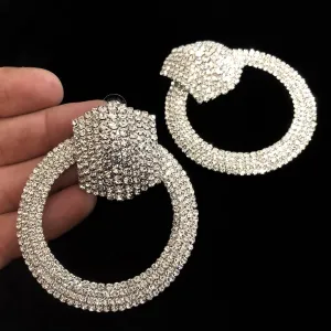 GIANT DIAMANTÉ HOOP CUFF EARRINGS