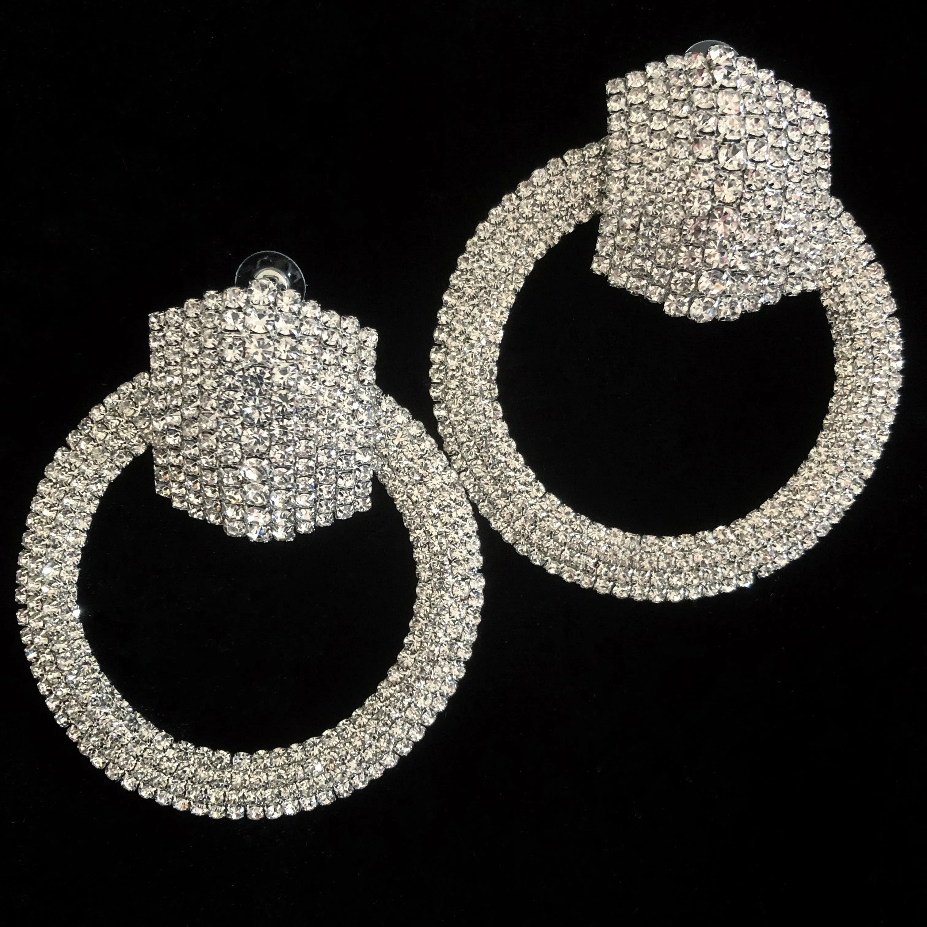 GIANT DIAMANTÉ HOOP CUFF EARRINGS