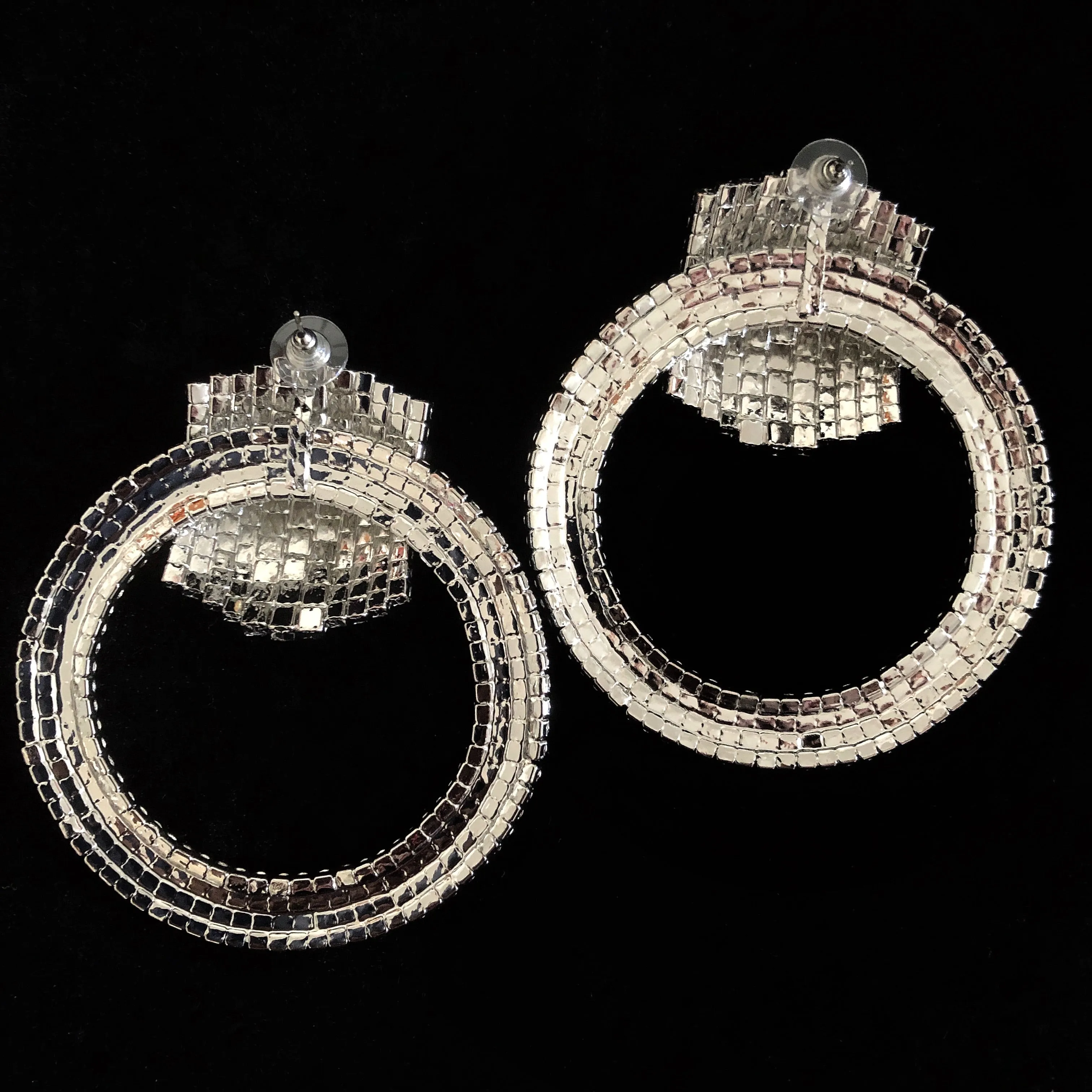GIANT DIAMANTÉ HOOP CUFF EARRINGS