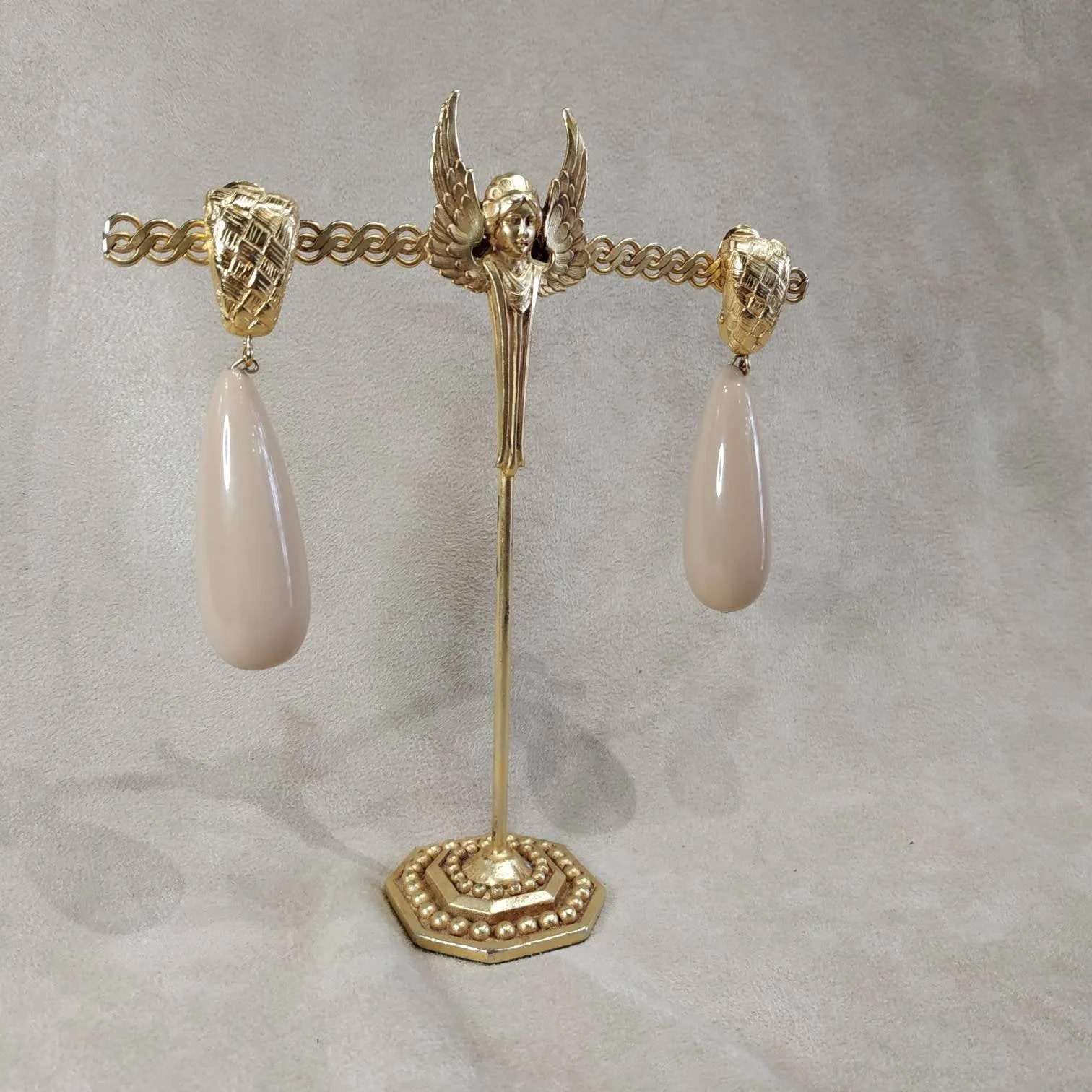 Givenchy nude tear drop statement earrings