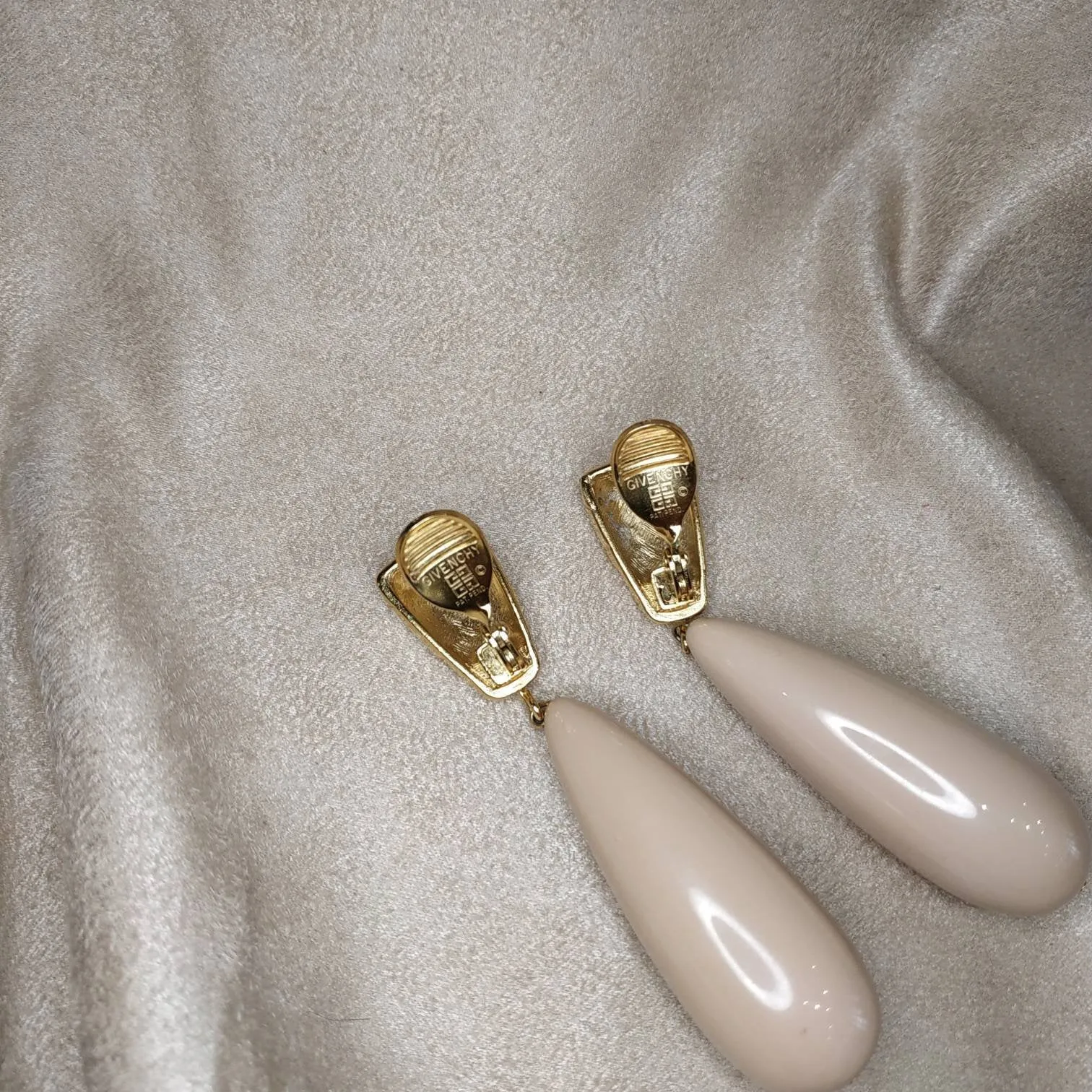 Givenchy nude tear drop statement earrings