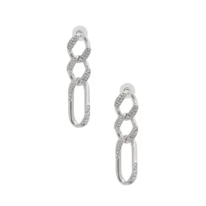 Glamorous Rhinestone Silver-Plated Chain Link Earrings - Shop Now!