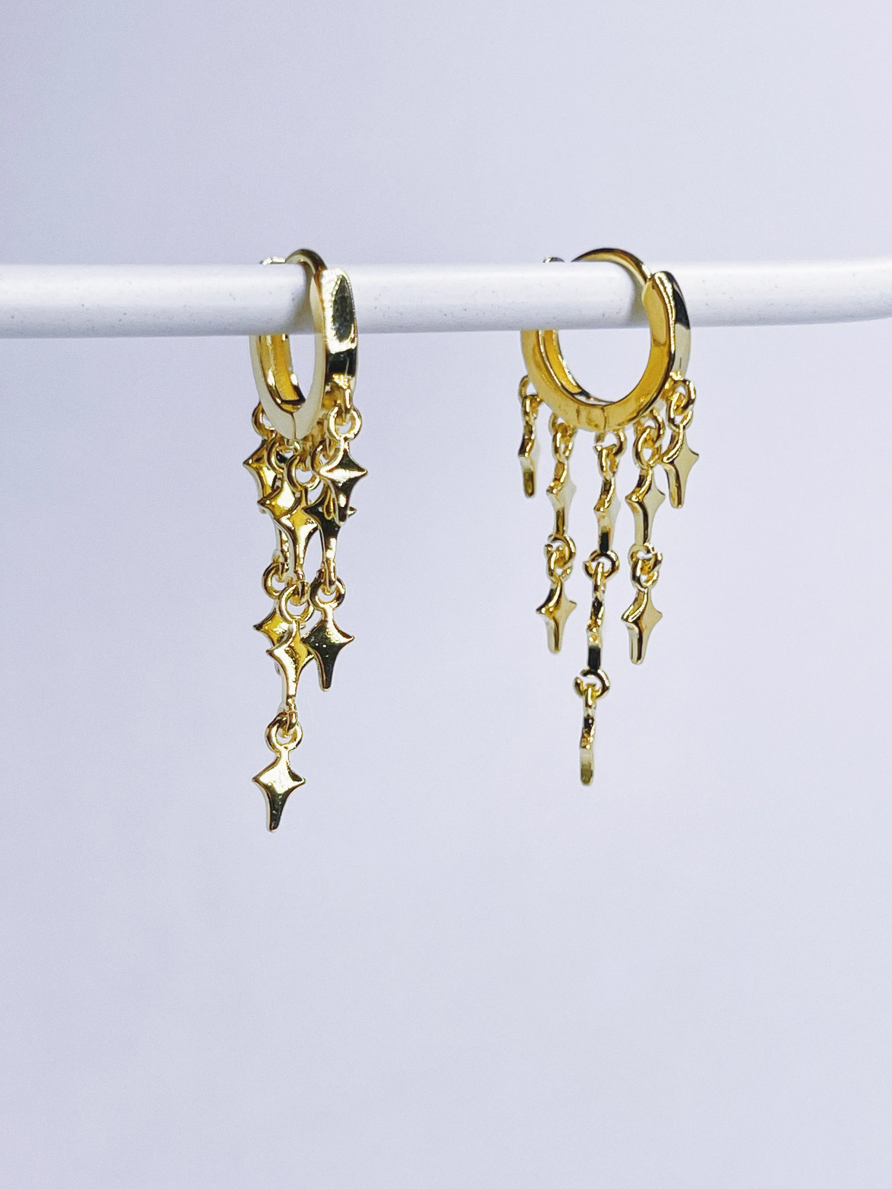 Glitter Star Dangle Huggie Hoops