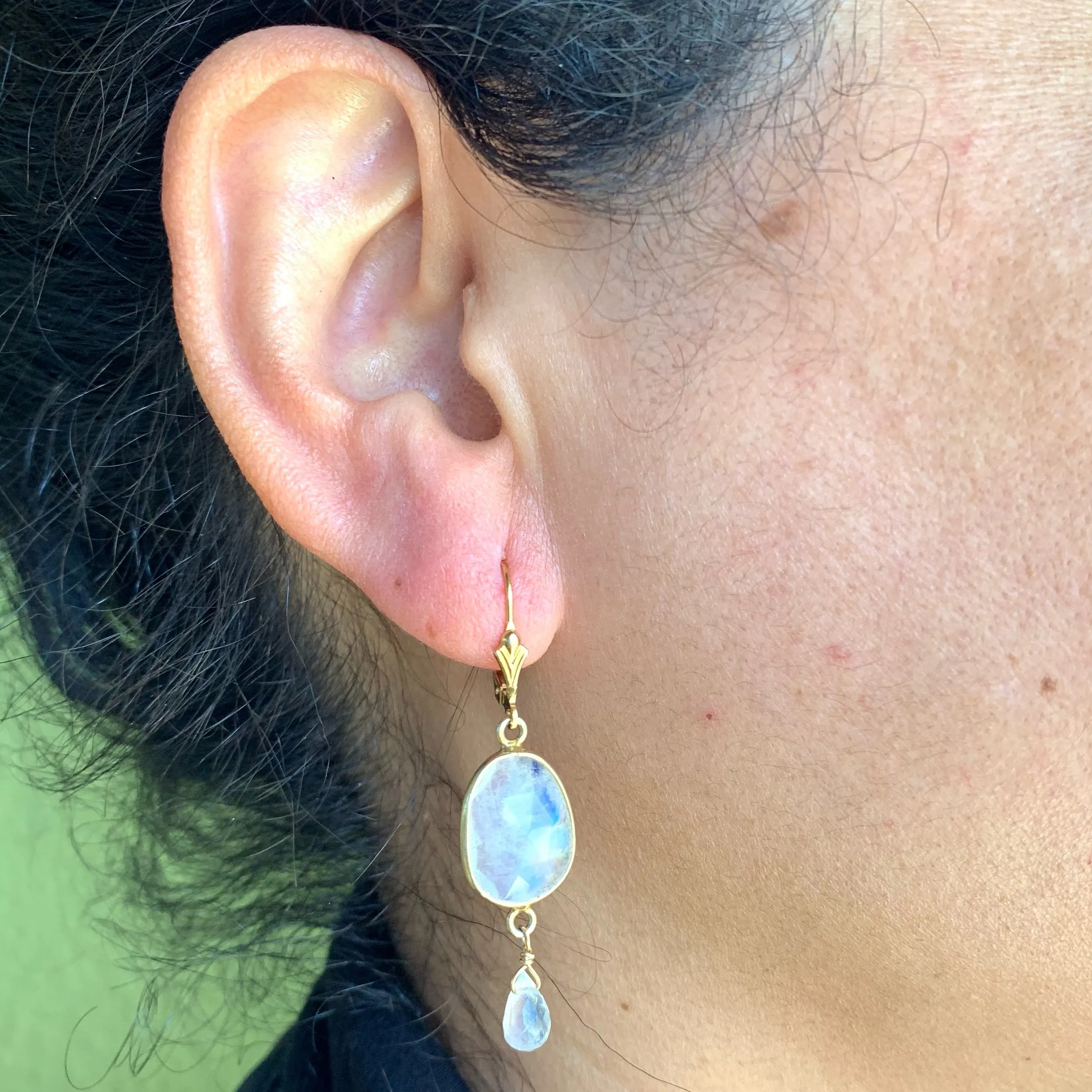 Glowing Moonstones Haloed in Gold